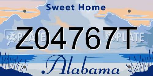 Z04767T Alabama License Plate