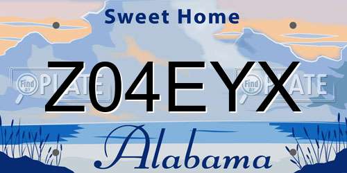 Z04EYX Alabama License Plate
