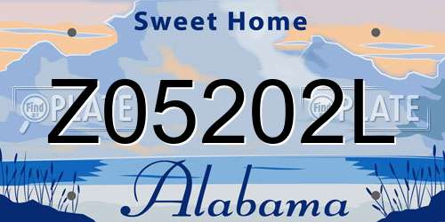 Z05202L Alabama License Plate