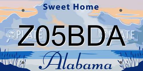 Z05BDA Alabama License Plate