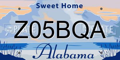 Z05BQA Alabama License Plate