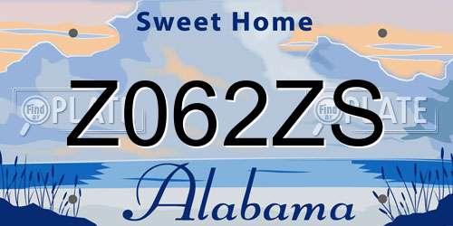 Z062ZS Alabama License Plate