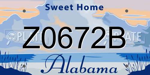 Z0672B Alabama License Plate