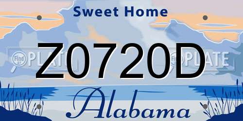 Z0720D Alabama License Plate