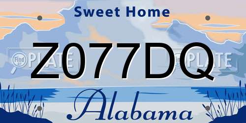 Z077DQ Alabama License Plate