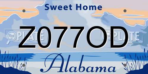 Z077OD Alabama License Plate