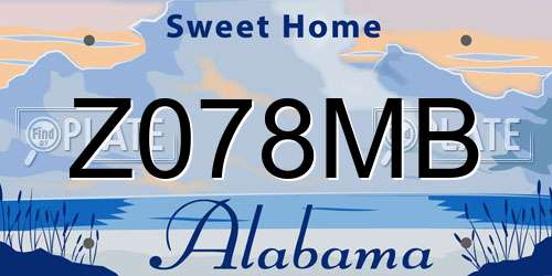 Z078MB Alabama License Plate
