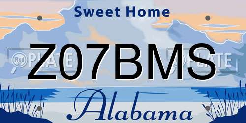 Z07BMS Alabama License Plate