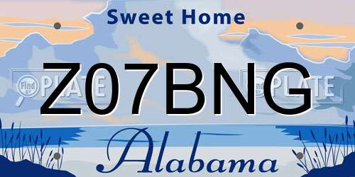 Z07BNG Alabama License Plate