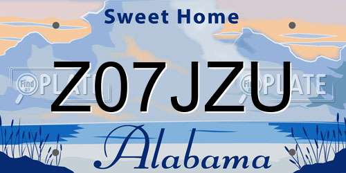 Z07JZU Alabama License Plate