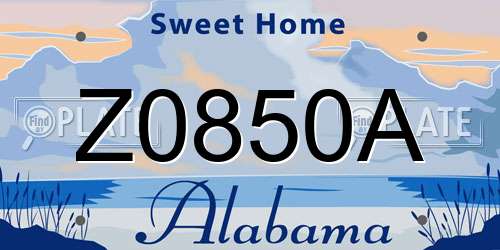 Z0850A Alabama License Plate