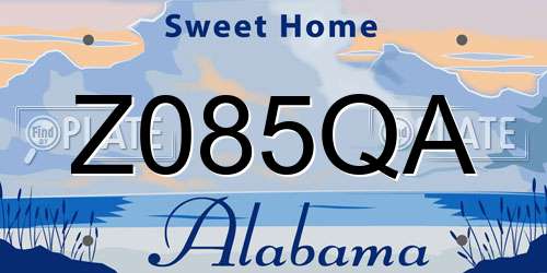 Z085QA Alabama License Plate