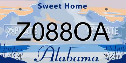 Z088OA Alabama License Plate