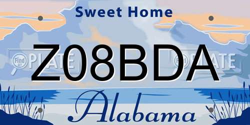 Z08BDA Alabama License Plate