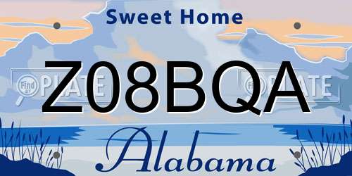 Z08BQA Alabama License Plate