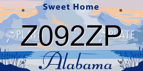 Z092ZP Alabama License Plate