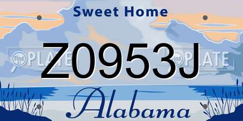 Z0953J Alabama License Plate