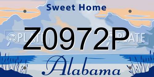 Z0972P Alabama License Plate