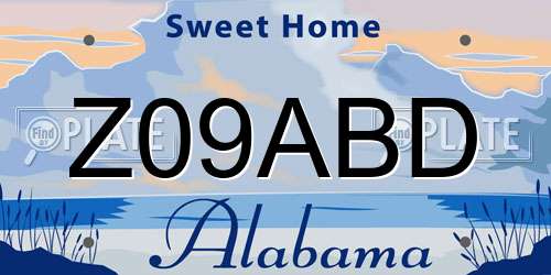 Z09ABD Alabama License Plate