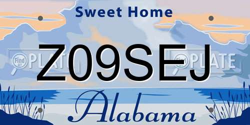 Z09SEJ Alabama License Plate