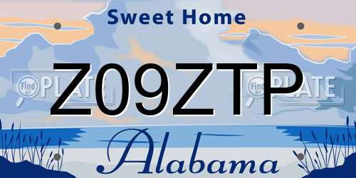 Z09ZTP Alabama License Plate