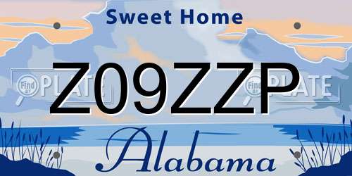 Z09ZZP Alabama License Plate