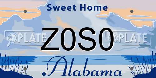 Z0S0 Alabama License Plate