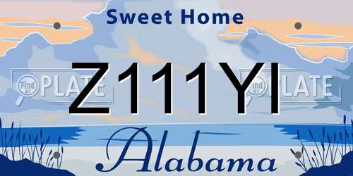 Z111YI Alabama License Plate