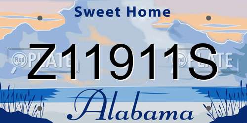Z11911S Alabama License Plate