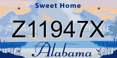 Z11947X Alabama License Plate