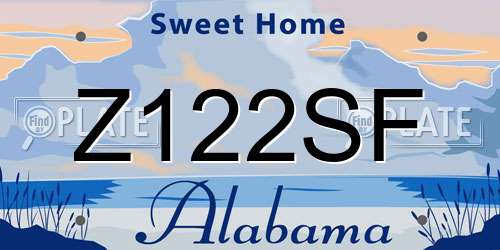 Z122SF Alabama License Plate