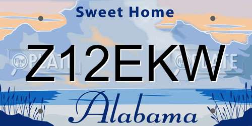 Z12EKW Alabama License Plate
