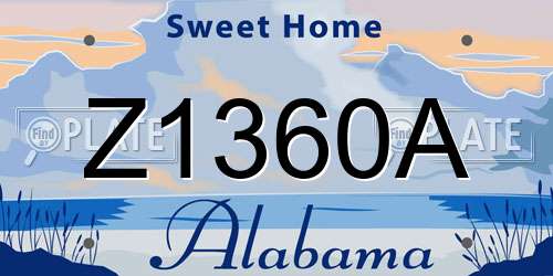 Z1360A Alabama License Plate
