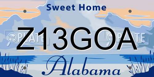 Z13GOA Alabama License Plate