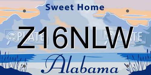 Z16NLW Alabama License Plate