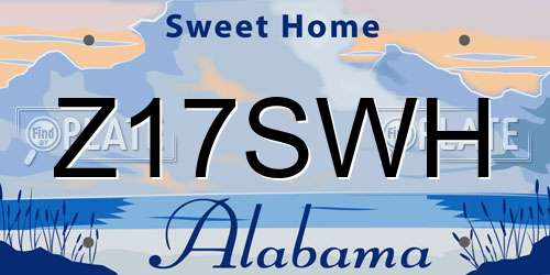 Z17SWH Alabama License Plate
