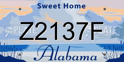 Z2137F Alabama License Plate
