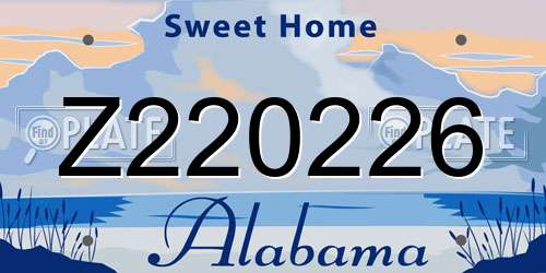 Z220226 Alabama License Plate