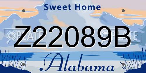 Z22089B Alabama License Plate