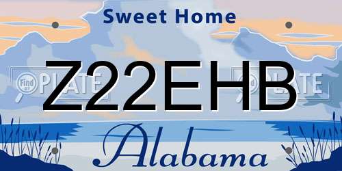 Z22EHB Alabama License Plate