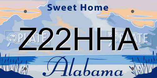 Z22HHA Alabama License Plate