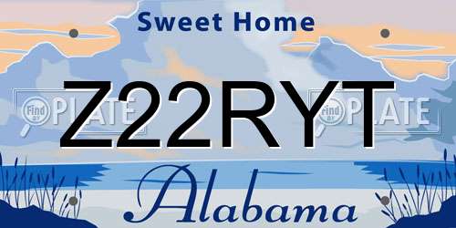 Z22RYT Alabama License Plate
