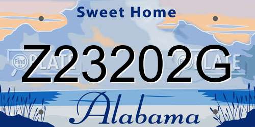 Z23202G Alabama License Plate