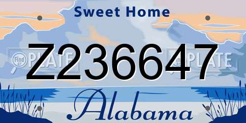 Z236647 Alabama License Plate