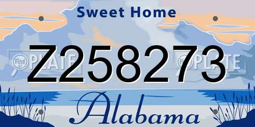 Z258273 Alabama License Plate
