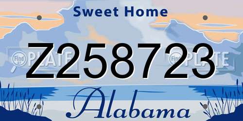 Z258723 Alabama License Plate