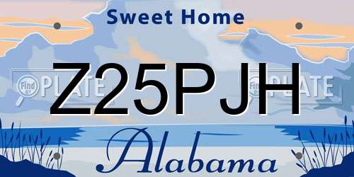 Z25PJH Alabama License Plate