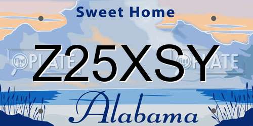 Z25XSY Alabama License Plate