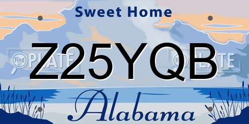 Z25YQB Alabama License Plate