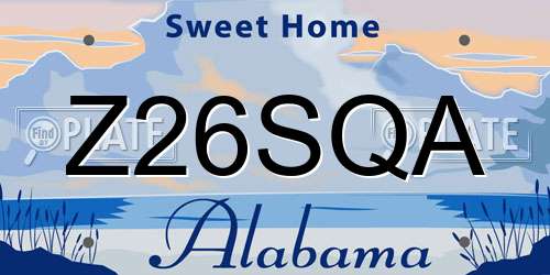 Z26SQA Alabama License Plate